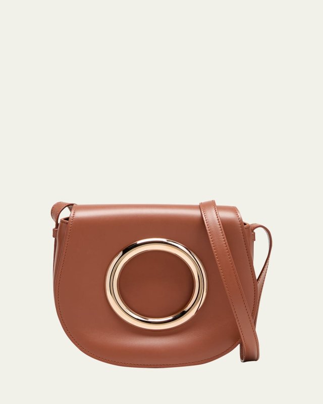 Ring Flap Leather Crossbody Bag